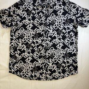 Michael Kors Monochrome Letter Print Men's Shirt Size XL classic fit
